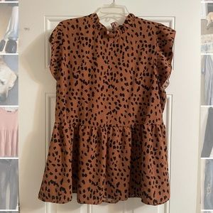 Cheetah Peplum Top